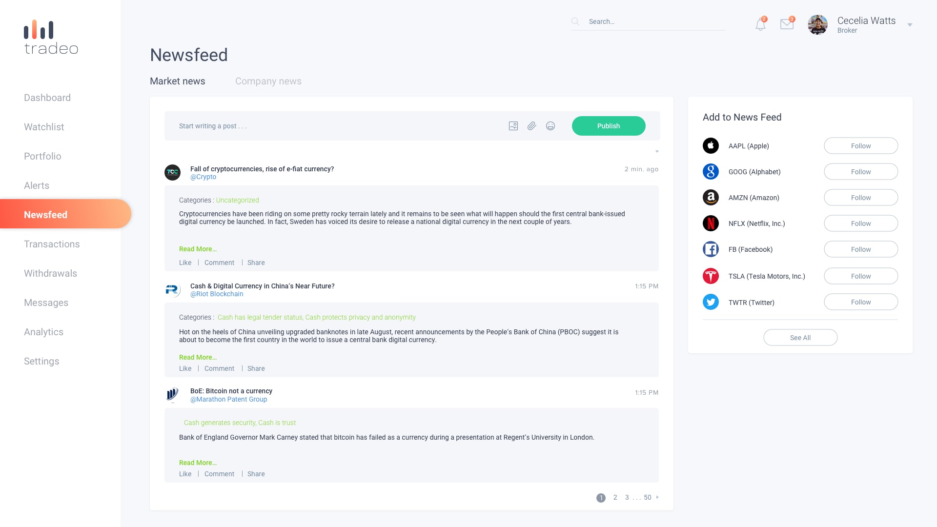 Broker Newsfeed